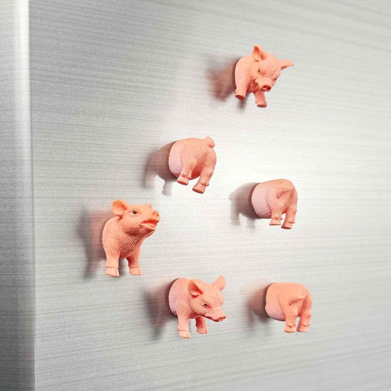 Pig Shaped Fridge Magnet, 6 Counts set Cute Pig Head and Butt Refrigerator Magnet, Home Decor Magnet for Kitchen, Office Whiteboard, Dishwasher, Locker