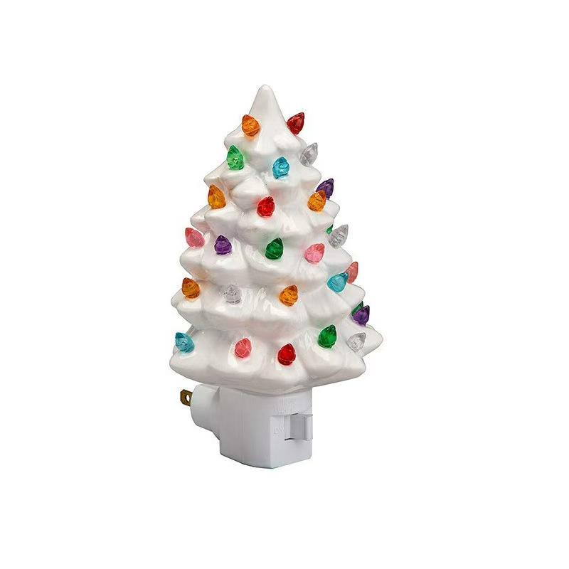 Christmas Tree Shaped Night Light, 1 Count Decorative Retro Ceramic Tree Nightlight, Decorative Light for Kitchen Bathroom Bedroom