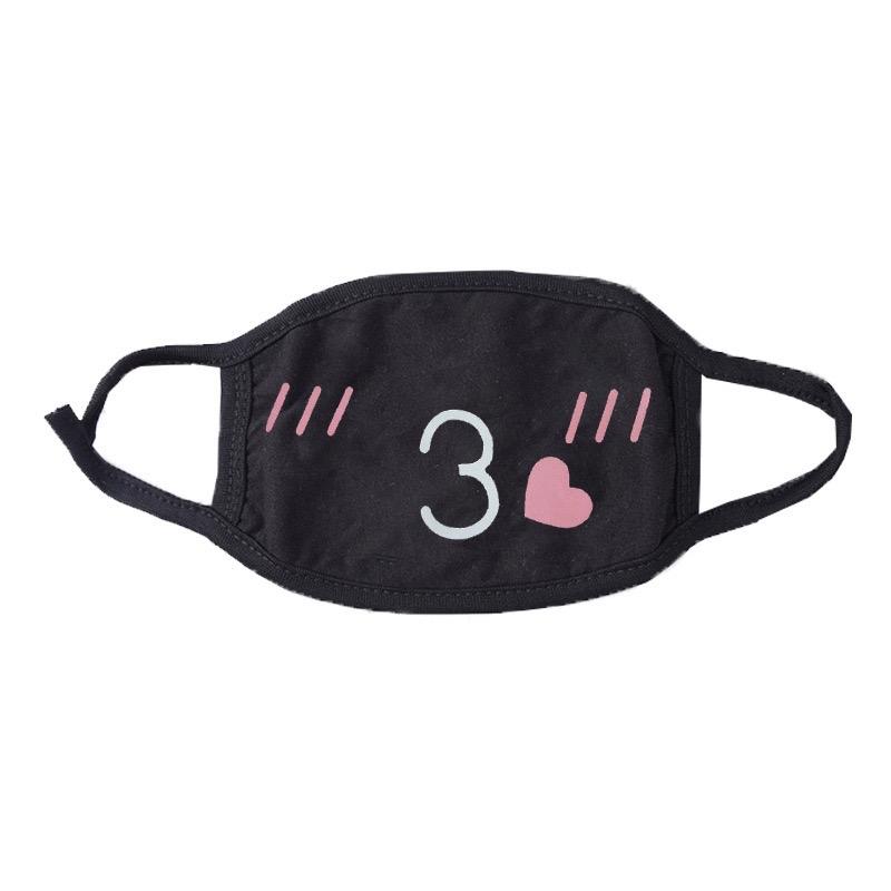 cosplay  Japanese style  cute Print Face Mask Reusable And Washable Black Face Mask For Women Men Breathable Dust Proof Mask With Adjustable Elastic Lanyards