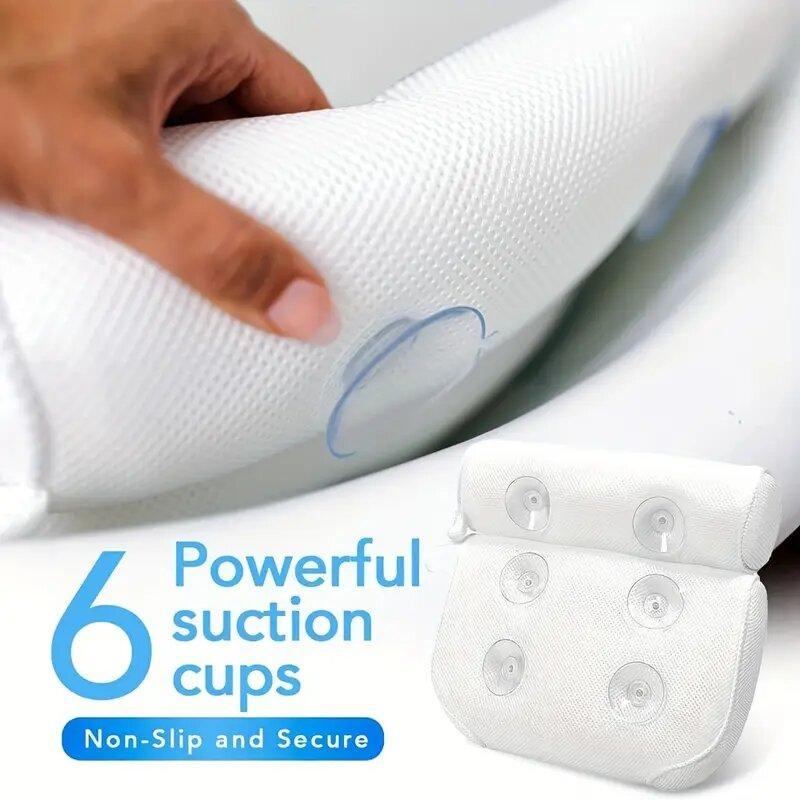 Bathtub Pillow with Anti-slip Suction Cup, 1 Count Bath Pillow for Neck & Back Support, Bathroom Accessories, Bathtub Accessories