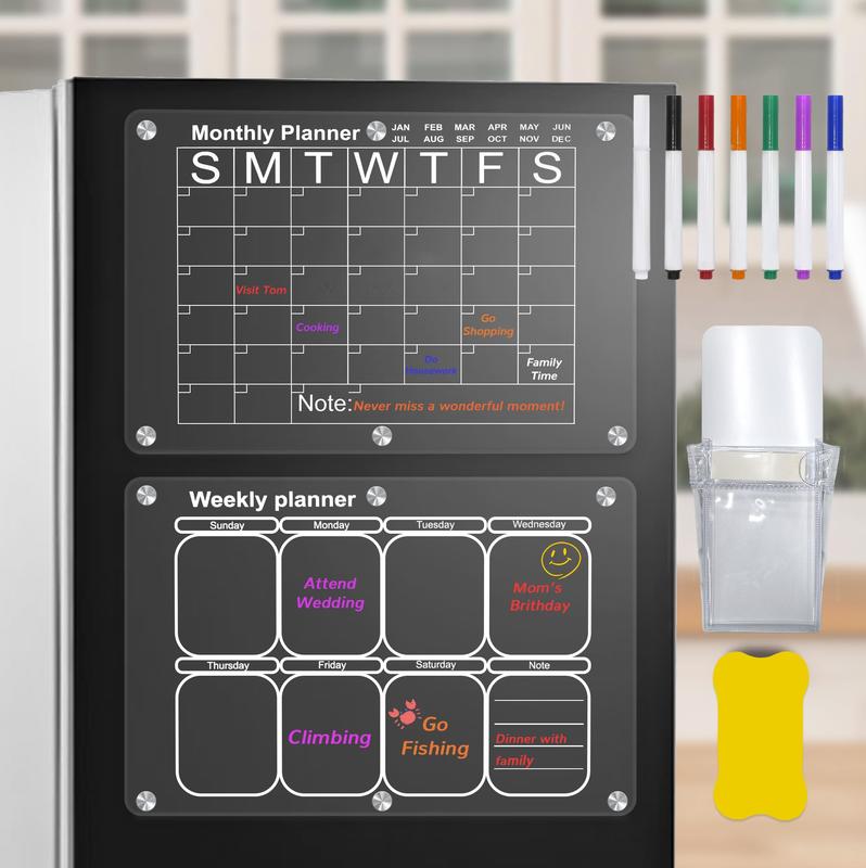 Clear Acrylic Magnetic Fridge Calendar 2PC Planning Boards 16