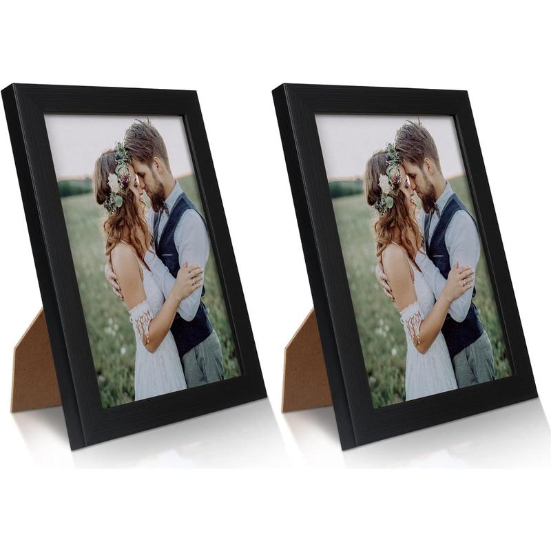 2 Pack 5x7 Picture Frame, Black Picture Frame for Wall and Tabletop Display, Resistant Plastic Photo Picture Frame with Clear Plexiglass for Vertical or Horizontal Display