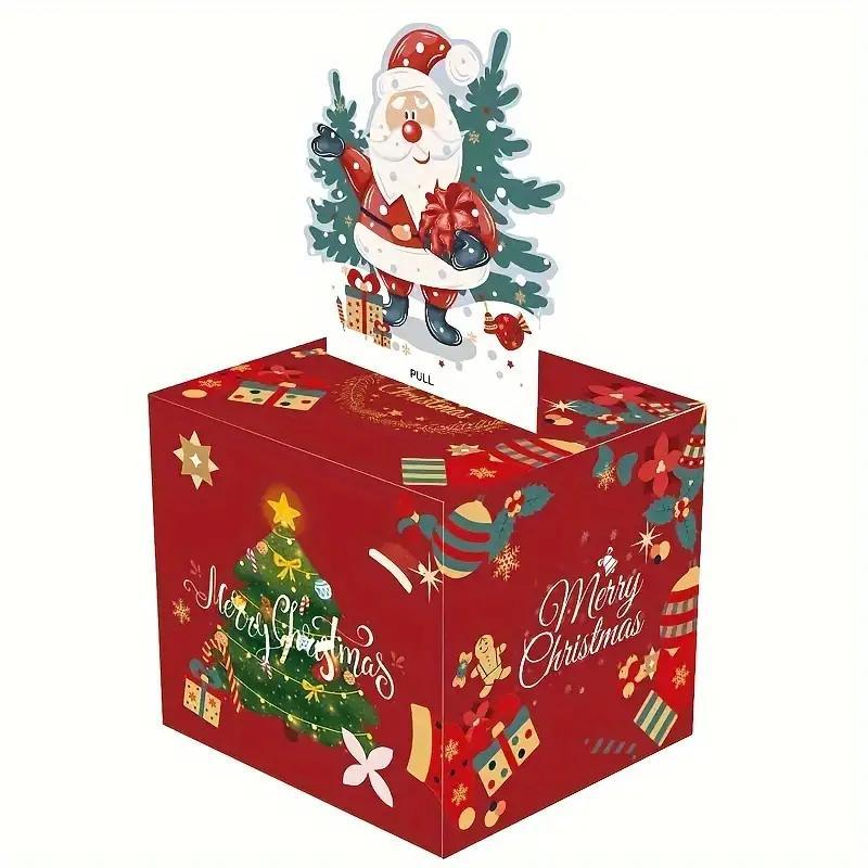 Christmas Themed Surprise Money Gift Box, 1 Set Creative Pull Out Money Gift Box with 30pcs Opp Bag, Party Gift for Friend, Girlfriend, Wife, Sister