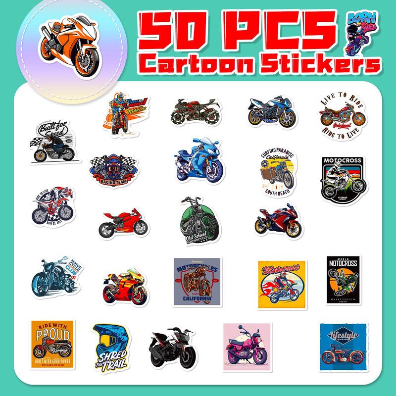 50pcs Motorcycle Series Graffiti Sticker, Waterproof Decorative Sticker For DIY