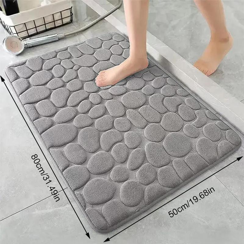 Cobblestone Embossed Bath Mat, 1 Count Soft Comfortable Memory Foam Bath Rug, Non-slip Washable Bath Mat for Shower Room & Bathroom Decor