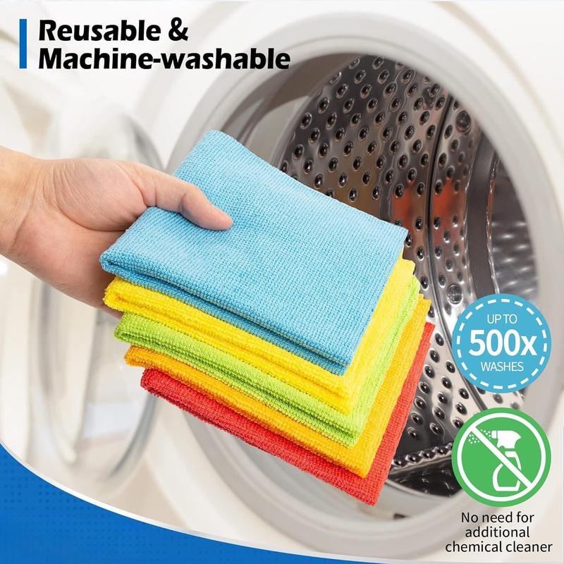 100 Pcs Microfiber Cleaning Cloths, Cleaning Rags Towels Bulk Absorbent Lint-Free Washcloths, All-Purpose Cloth Wipes for Car, Shop, Office, Household Cleaning 11.5