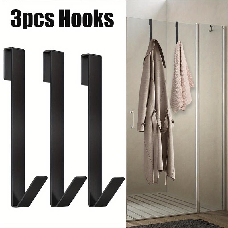 3 Pieces Shower Door Hooks, Heavy Duty Drilling-Free Shower Towel Hooks, Shower Hooks for Towels, for Frameless Glass Shower Door