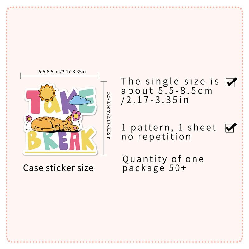 Mental Health Themed Sticker (50pcs), Waterproof Self Adhesive Decorative Sticker, Decor Sticker for Gift Greeting Card Water Bottle Laptop Phone Scrapbooking Journal Making