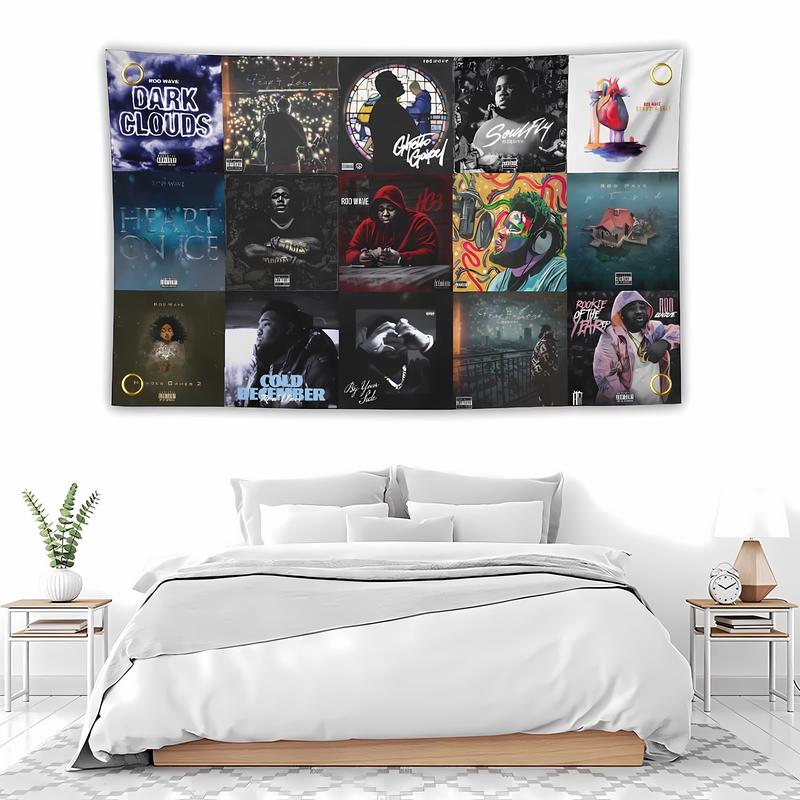 Rod Wave collage Tapestry 3x5 Feet Flag Banner for Bedroom Wall Hanging College Decor Indoor Outdoor Poster Decoration Print Gift Lightweight