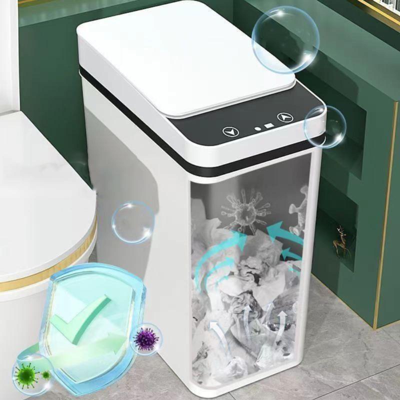 Relocy Sale Items Bathroom Smart Touchless Trash Can 2.2 Gallon Automatic Motion Sensor Rubbish Can with Lid Electric Narrow Small Garbage for Kitchen Living Room Toilet Bedroom