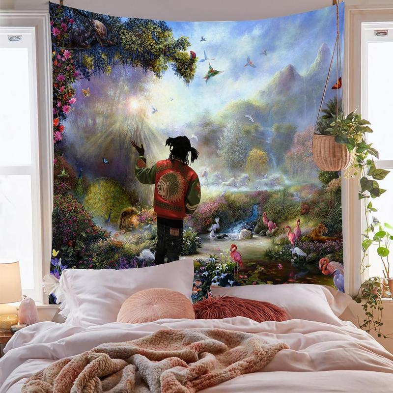 Rapper in The Garden Of Eden Pattern Tapestry, 1 Count Wall Hanging Tapestry for Bedroom Living Room Dormitory Decoration, Wall Decoration, Home Decor