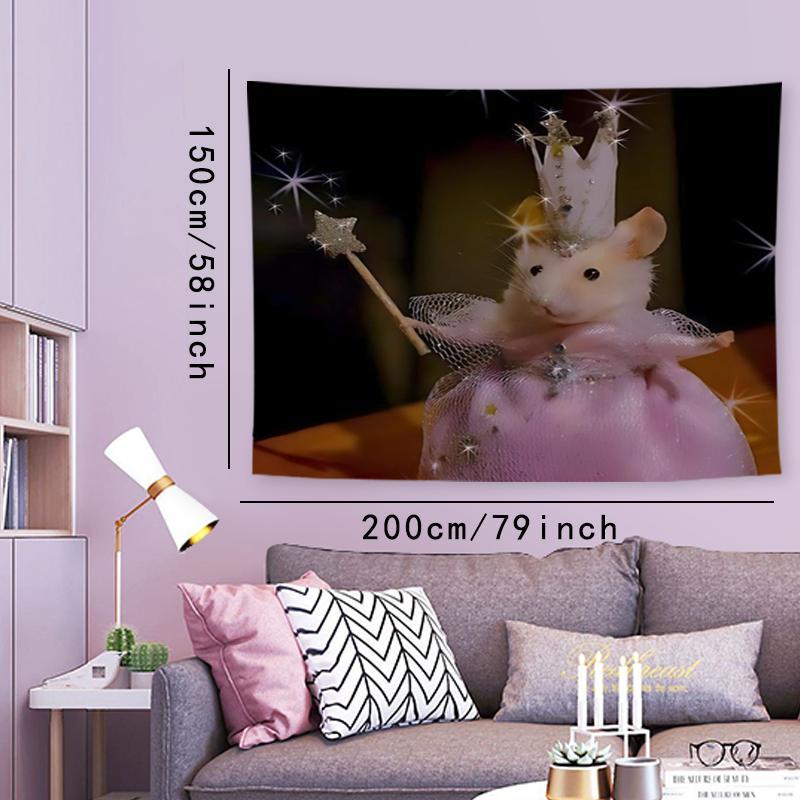 Cartoon Mouse Princess Pattern Tapestry, 1 Count Creative Wall Hanging Tapestry, Bedroom and Living Room Decor, College Dorm Party Decor