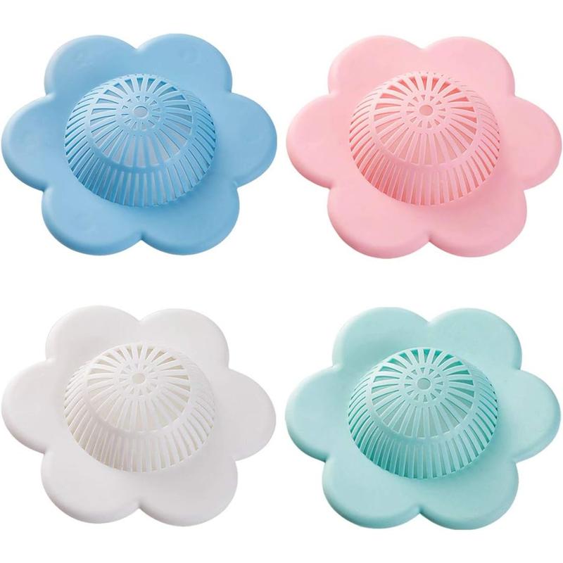 Hair Catcher Silicone Hair Stopper Shower Drain Covers with Suction Cups Suit for Bathroom Bathtub and Kitchen 4 Pack