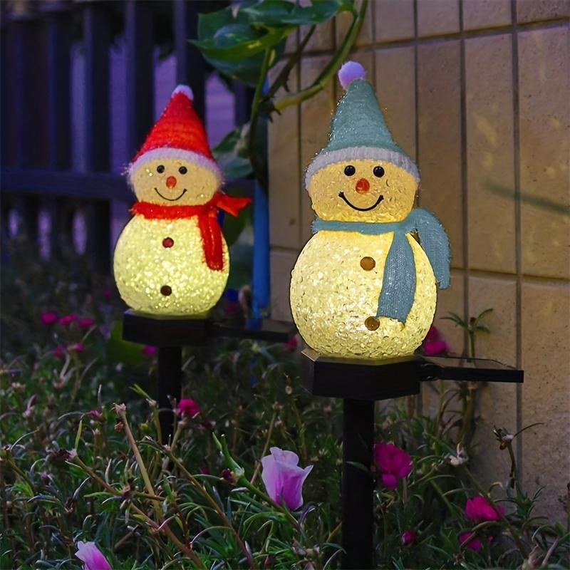 Christmas Solar Powered Snowman Design Garden Stake Light, 1 4 Counts Outdoor Garden Yard Lawn Plug-in Light, Decorative Light for Home Garden Yard Lawn