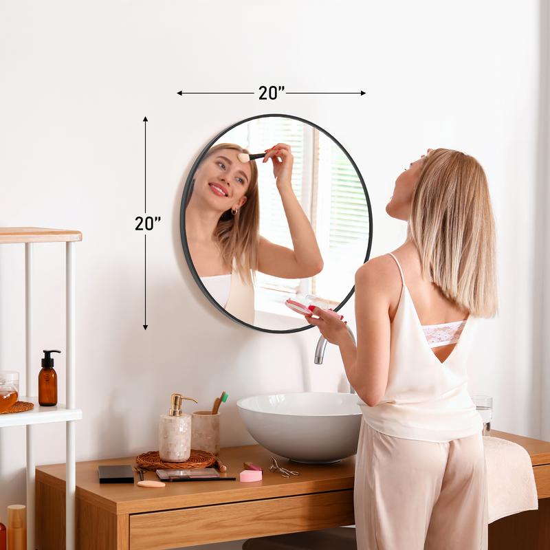 Sweet Furniture F Round Wall Mirror 20 24 30 Inch, Bathroom Mirrors for Over Sink, Circle Mirror for Bathroom, Entryway, Bedroom, Vanity