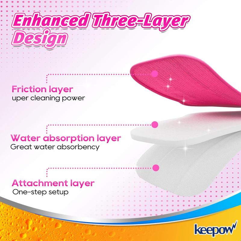 KEEPOW Microfiber Steam Mop Pads Compatible with Schenley Steam Mop Cleaner,  absorbent Cleaning Washable and Reusable Replacement Mop Pads Accessories （6 Pack）