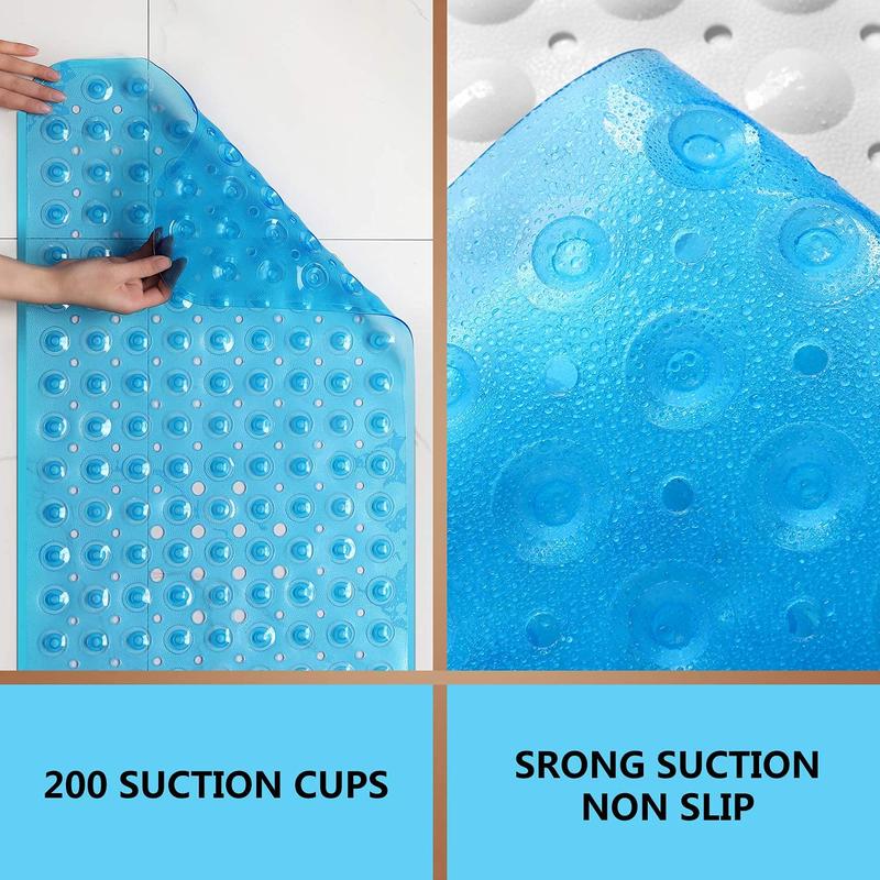 Bath Mat Non Slip Extra Long Bathtub Mat for Kids 40 X 16 Inch - Eco Friendly Bath Tub Mat with 200 Big Suction Cups,Machine Washable Shower Mat