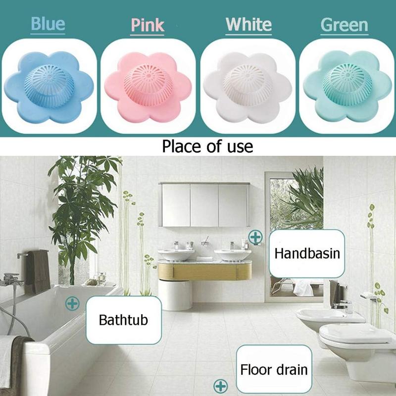 Hair Catcher Silicone Hair Stopper Shower Drain Covers with Suction Cups Suit for Bathroom Bathtub and Kitchen 4 Pack