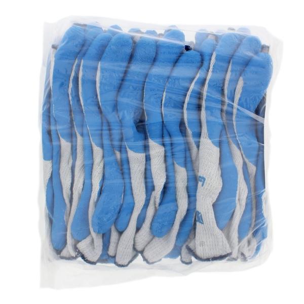 12 Pairs - SHOWA ATLAS 300 Natural Latex Palm Coated General Purpose Work Glove - Blue, Size Medium and Large - Pack of 12 Pairs