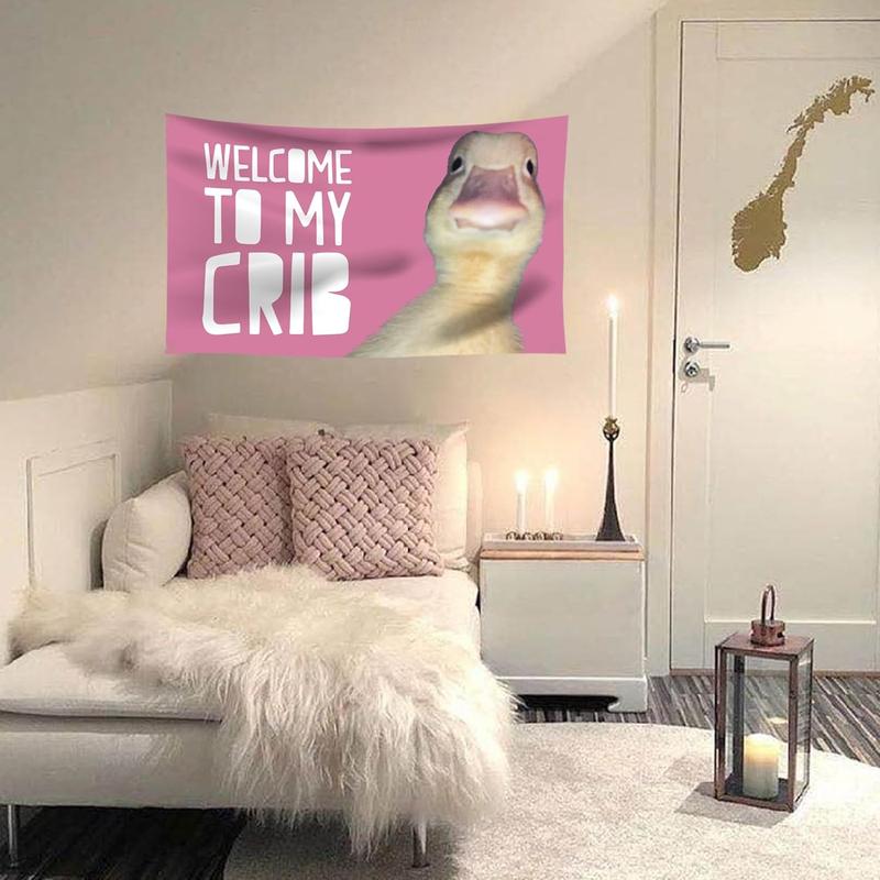 Welcome to My Crib Funny Wall Hanging for Room 60x40inch for Bedrooms Living Rooms Bars College Dorms Decor