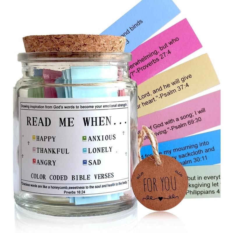 Bible Verses in a Jar, the Hope Jar Read Me When Bible Verses Jar with Colored Bible Verses, Scripture Prayer Jar Bible Gifts for Women Church Faith Based Decor Religious