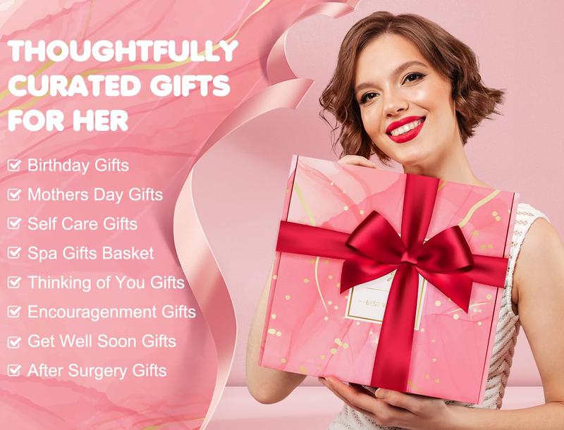 Birthday Gifts for Women, Get Well Gifts for Women, Relaxing  Gifts Care Package with Luxury Flannel Blanket, Light-Up Rose Flower,  Self Care Gift Basket for Women, Mom, Wife, Friends