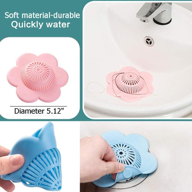 Hair Catcher Silicone Hair Stopper Shower Drain Covers with Suction Cups Suit for Bathroom Bathtub and Kitchen 4 Pack