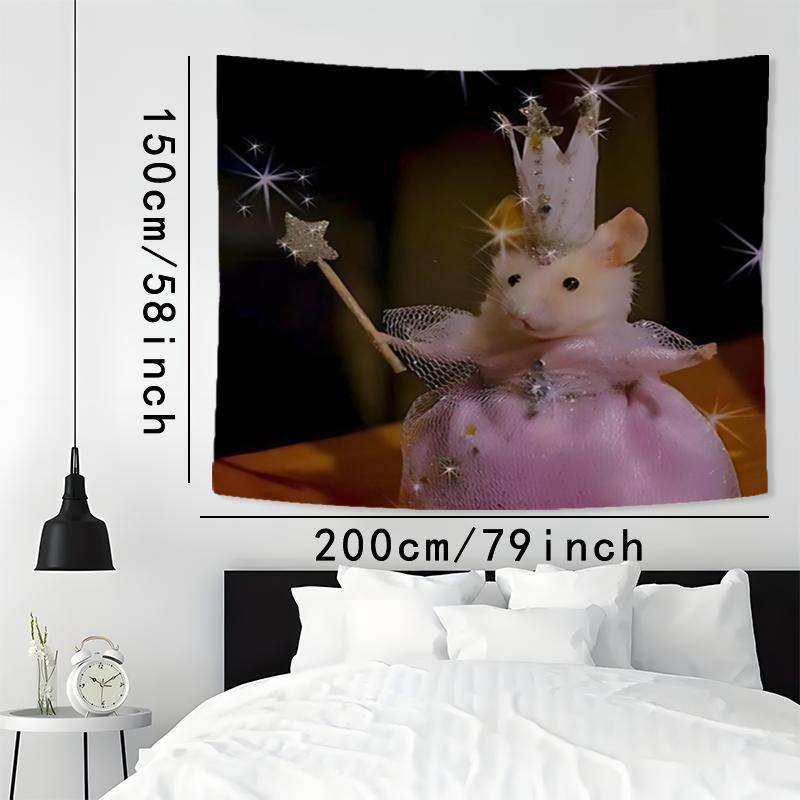 Cartoon Mouse Princess Pattern Tapestry, 1 Count Creative Wall Hanging Tapestry, Bedroom and Living Room Decor, College Dorm Party Decor