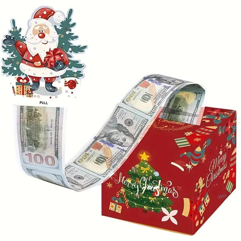 Christmas Themed Surprise Money Gift Box, 1 Set Creative Pull Out Money Gift Box with 30pcs Opp Bag, Party Gift for Friend, Girlfriend, Wife, Sister