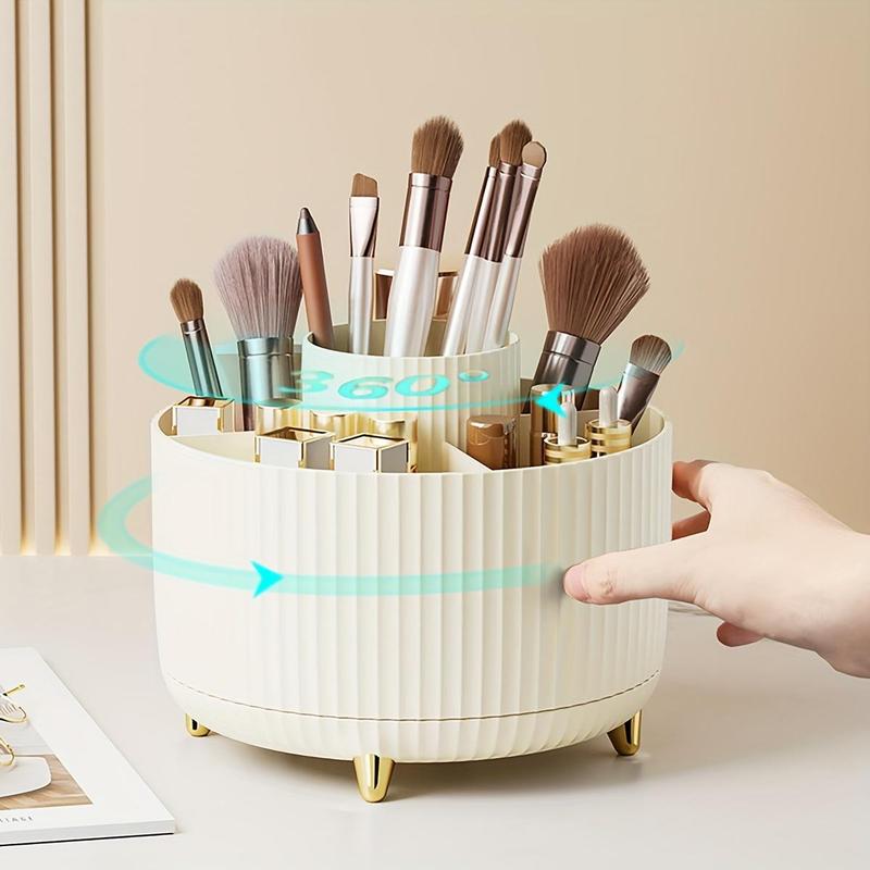 360° Rotatable Makeup Brush Holder, Large Capacity Makeup Brush Storage Box, Desktop Makeup Organizer, Cosmetic Storage Box, Makeup Accessories