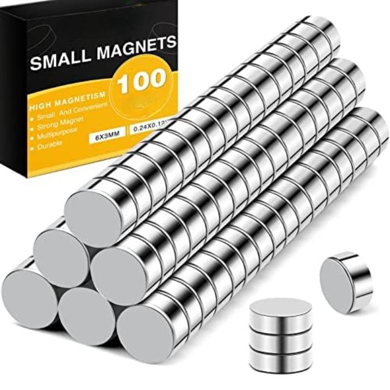 Refrigerator Magnets 100count, 6x3MM Small Magnets Round Strong Fridge Magnets, Multi-Use Tiny Rare Earth Magnets Mini Office Magnets for Whiteboard, Crafts,Dry Erase Board