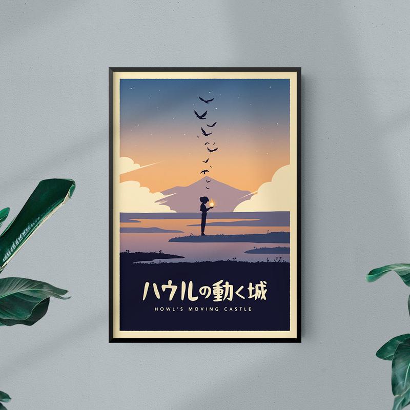 Howl's Moving Castle Minimalist Poster - Wall Decor Artwork Gifts