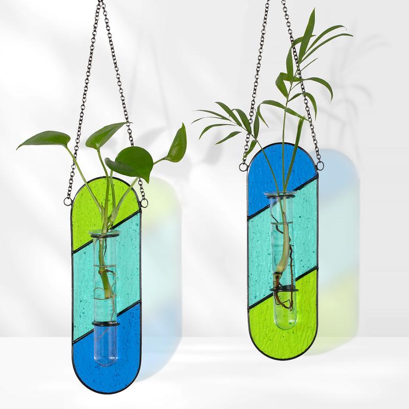 Stained Glass Propagation Wall Hanging: Nuptio Propagation Station Planters for Window Decor - Propagation Tubes Terrarium Unique Plant Lover Gift