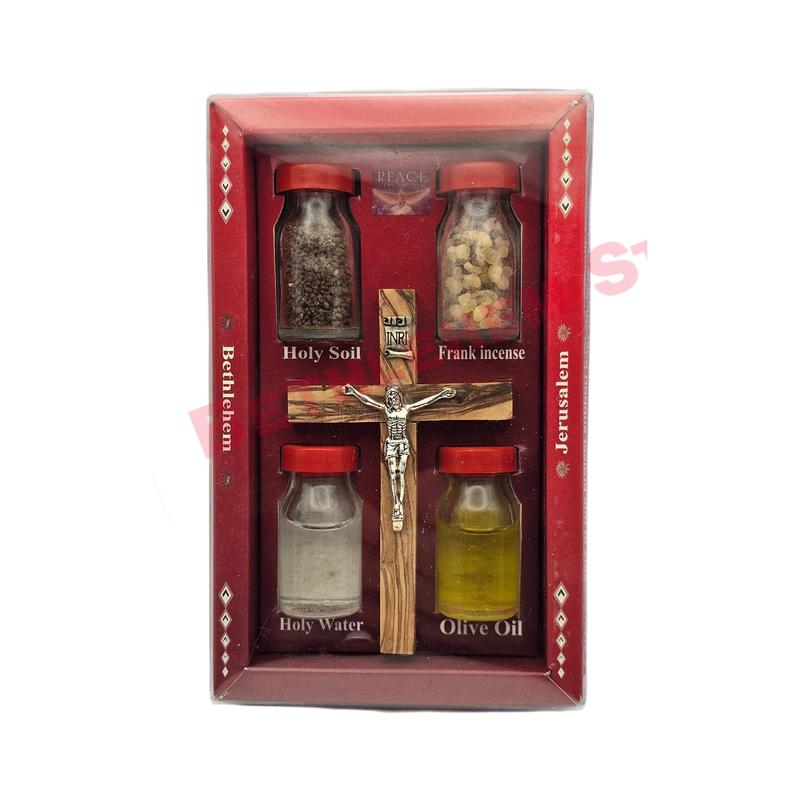 Holy Set of Water, Incense, Oil, Soil & Cross made in Jerusalem the HOLY LANDs