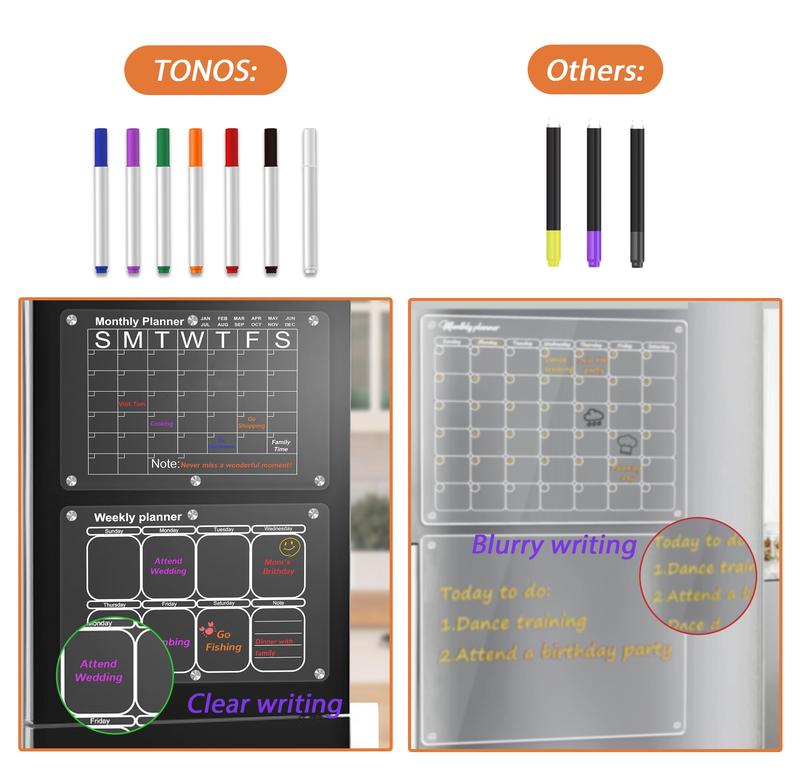 Clear Acrylic Magnetic Fridge Calendar 2PC Planning Boards 16