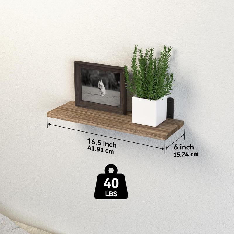 Wooden Wall Mounted Shelf, 6 Counts set Rustic Wall Shelf, Floating Shelf for Living Room Bedroom Bathroom Kitchen Home Decor