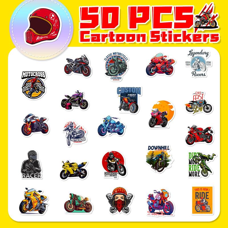 50pcs Motorcycle Series Graffiti Sticker, Waterproof Decorative Sticker For DIY