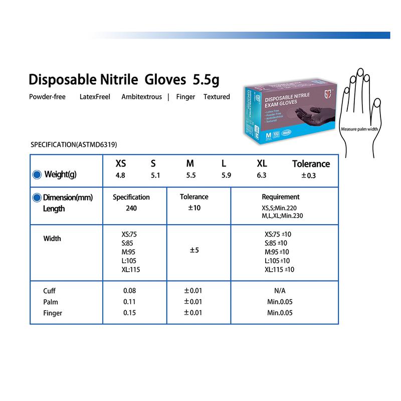 GP Craft Black Nitrile disposable gloves, 6mil, latex-free good elasticity, tear resistant, clean and waterproof  Cleaning and tasks Hand Comfortable