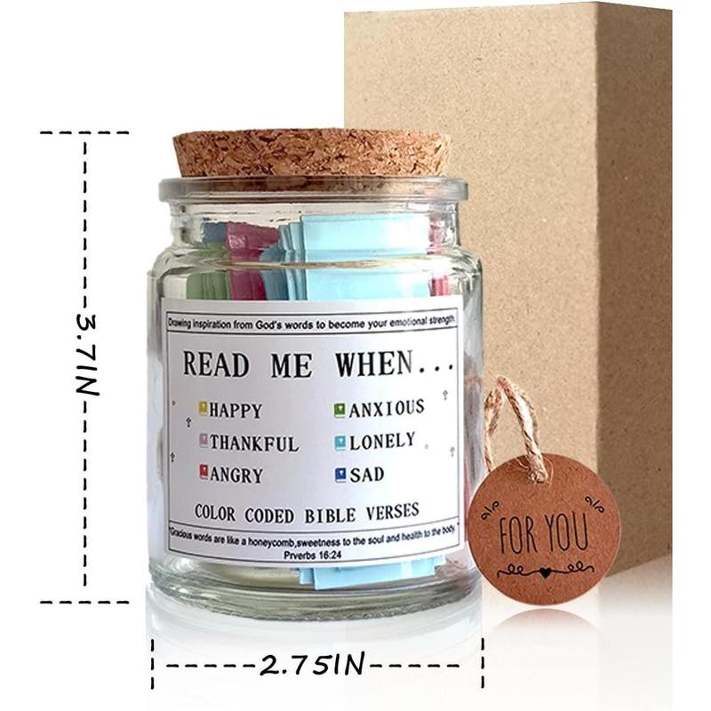 Bible Verses in a Jar, the Hope Jar Read Me When Bible Verses Jar with Colored Bible Verses, Scripture Prayer Jar Bible Gifts for Women Church Faith Based Decor Religious