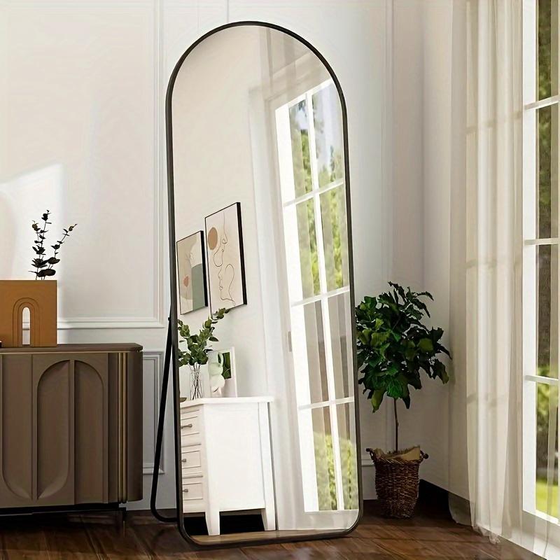 Full-length Mirror, Aluminum Frame - LED Lighted Full-length Mirror - Arched Dressing Mirror - Full-length Dressing Mirror - For Bedroom Or Living Room Use, Available In Black gold white