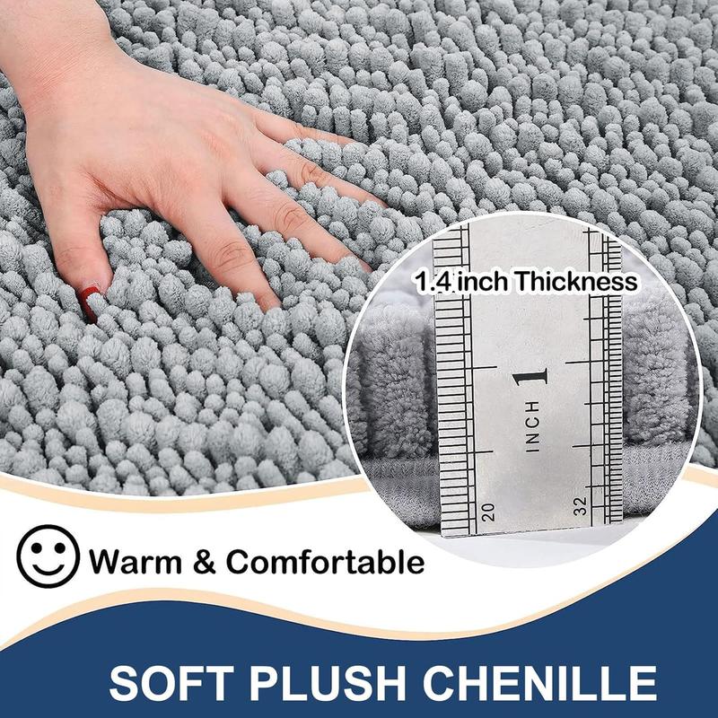 Luxury Chenille Bathroom Rug Mat, Extra Soft Thick Absorbent Shaggy Bath Rugs, Non-Slip Machine Wash Dry Plush Bath Mats for Bathroom, Shower, and Tub (24