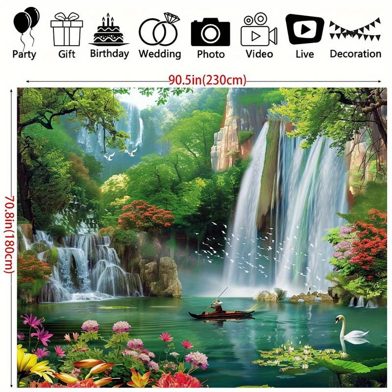 Waterfall Landscape Tapestry - Artistic natural scene background for home and party decorations, universal holiday decorations, rooms, Peach Print Christmas Themed flower room decor flower room decor flower room decor