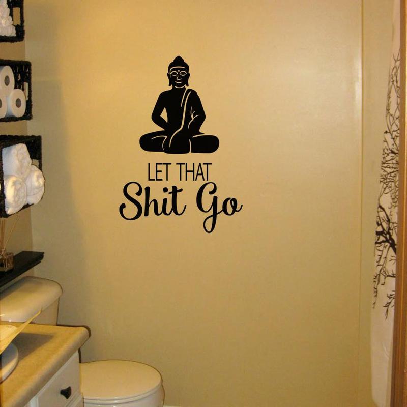 Buddha Pattern Wall Sticker, Meditation Room Wall Decal, Yoga Wall Art, Vinyl Bathroom Sticker Decor