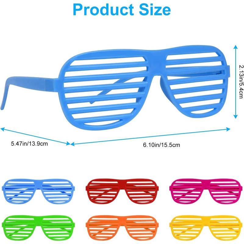 Neon Color Shutter Shadeds Glasses , Novelty 80s 90s Funny Party Glasses Festival Outfits Accessories Masks