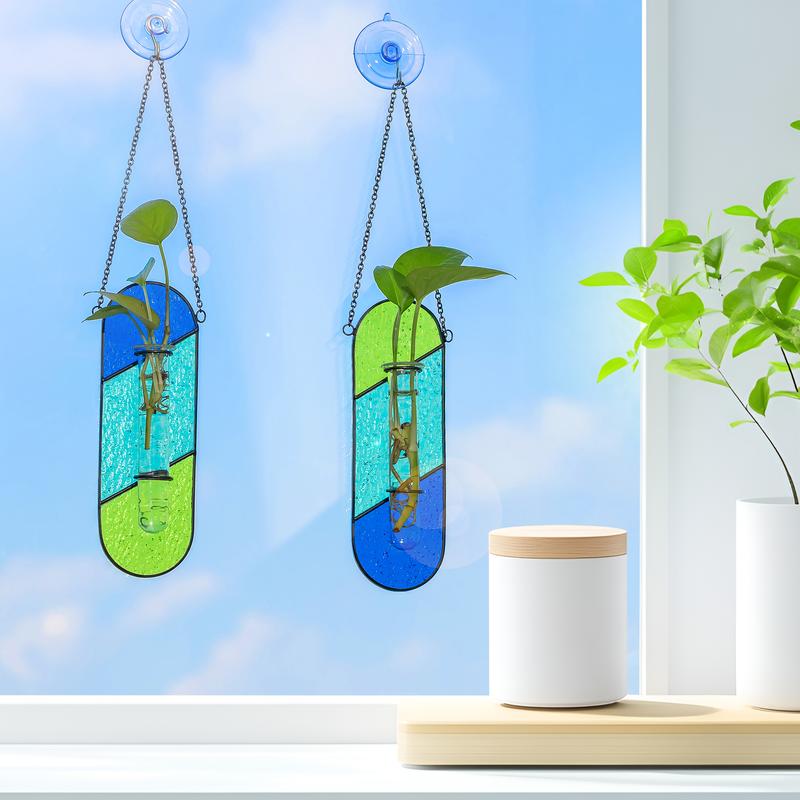 Stained Glass Propagation Wall Hanging: Nuptio Propagation Station Planters for Window Decor - Propagation Tubes Terrarium Unique Plant Lover Gift