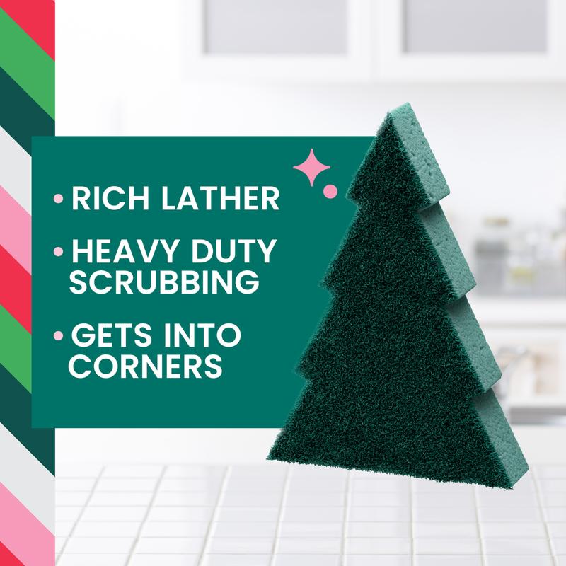 Merry & Brite Holiday Kit - Includes 6 Pop-Up Sponges, 4 Dobie Scrubbing Pads and 2 Tree Shaped Heavy-Duty Scrub Sponge