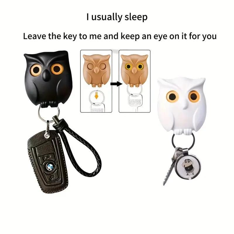 Owl Design Key Hook, 1 Count Cute Owl Key Holder, Magnetic Night Owl Key Hook, Wall Mounted Key Hook, Home Storage Hook for Home Office