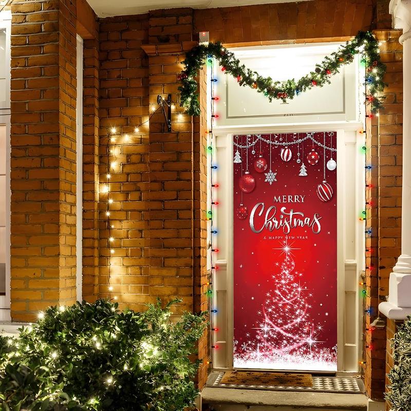 Christmas Themed Door Banner, 1 Count Merry Christmas Letter & Tree Pattern Door Hanging Banner, Festive & Party Supplies for Home Living Room Bedroom