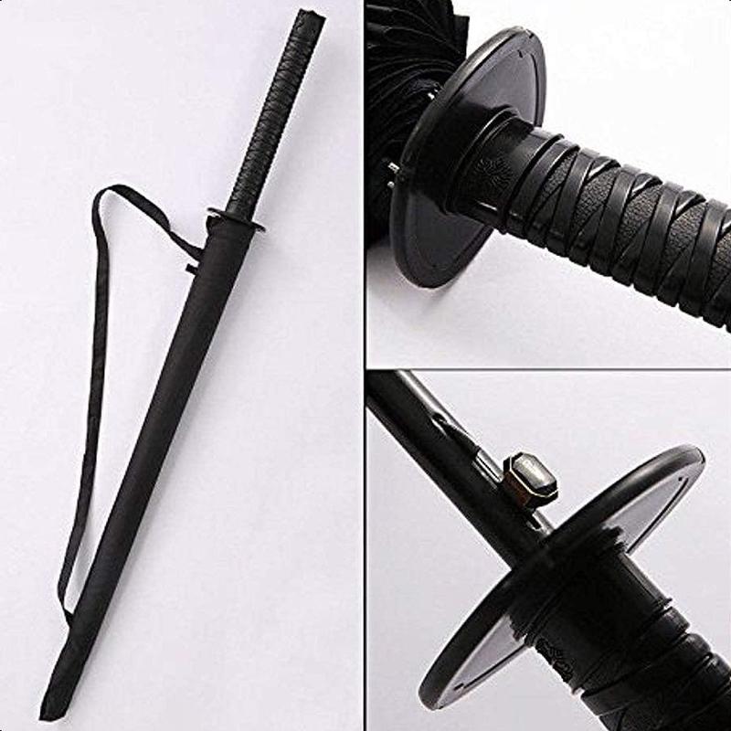 Samurai Umbrella with Decorative Sword Handle and Waterproof Canopy Windproof Rain -Like Straight Design