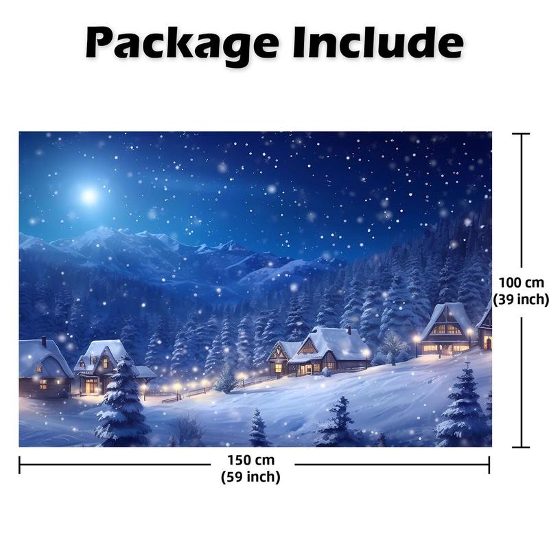 Winter Snow Village Pattern Backdrop, 1 Count Snowy Scene Photography Backdrop, Holiday Photo Background for Christmas New Year Event Party Decorations